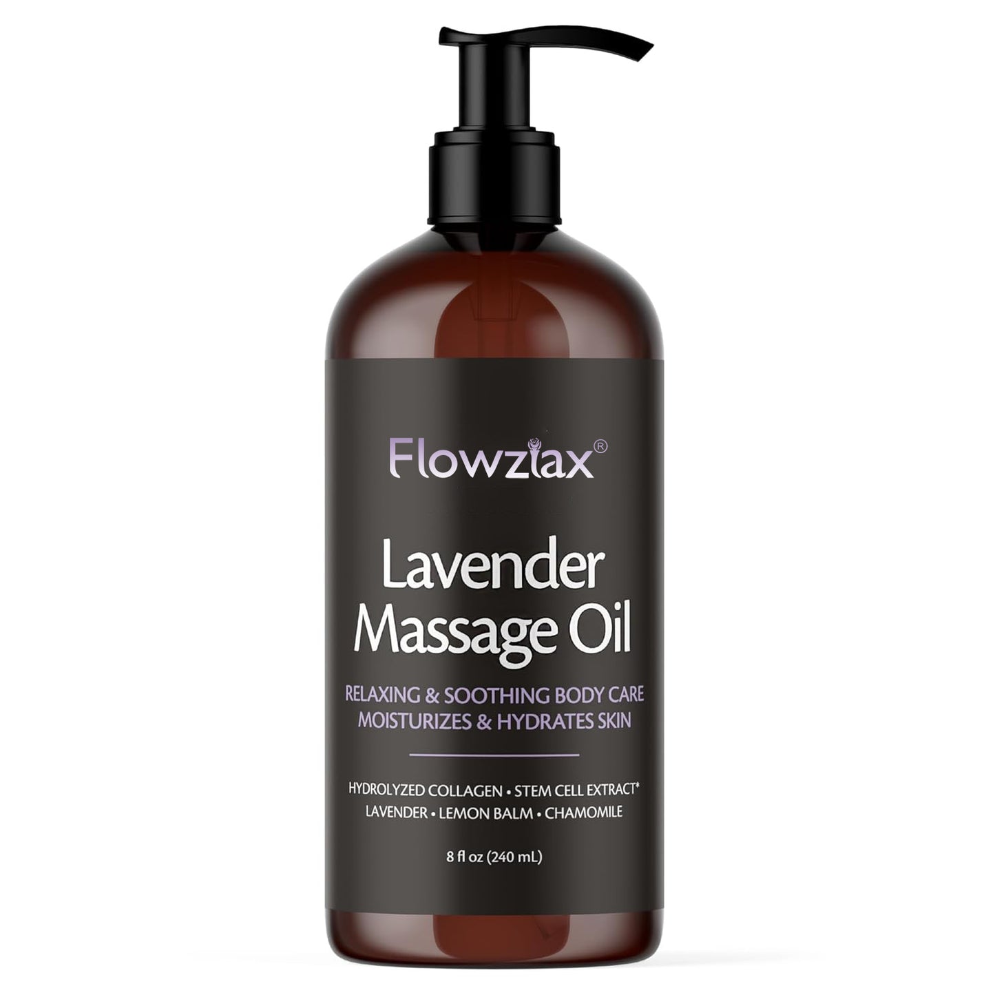 Flowzlax Soothing & Firming Body Massage Oil 240ml – Lavender, Ylang & Ginger, Body Soreness Relief