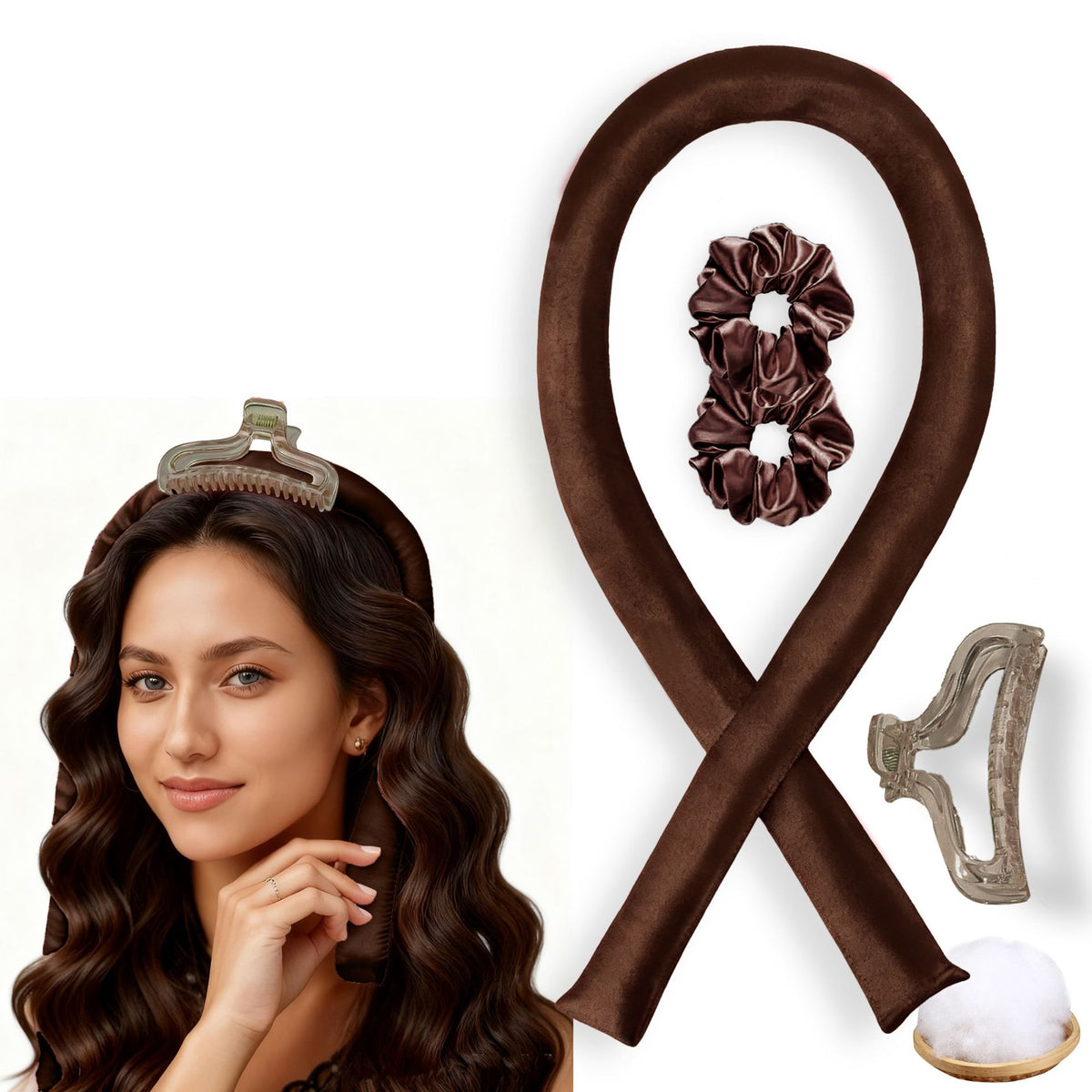 No-Heat Satin Hair Curler Set – Heatless Waves & U‑Shaped Curls, view 46