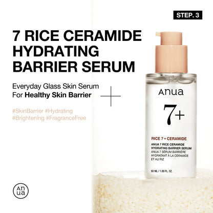 Anua Rice Nourishing 4-Piece Skincare Set – Ceramide Barrier Toner Serum Lotion for Dry Skin, Glowy Glass Skin Routine