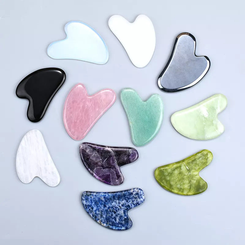 Natural Jade Gua Sha Tool – Heart-Shaped Facial & Body Massage Stone