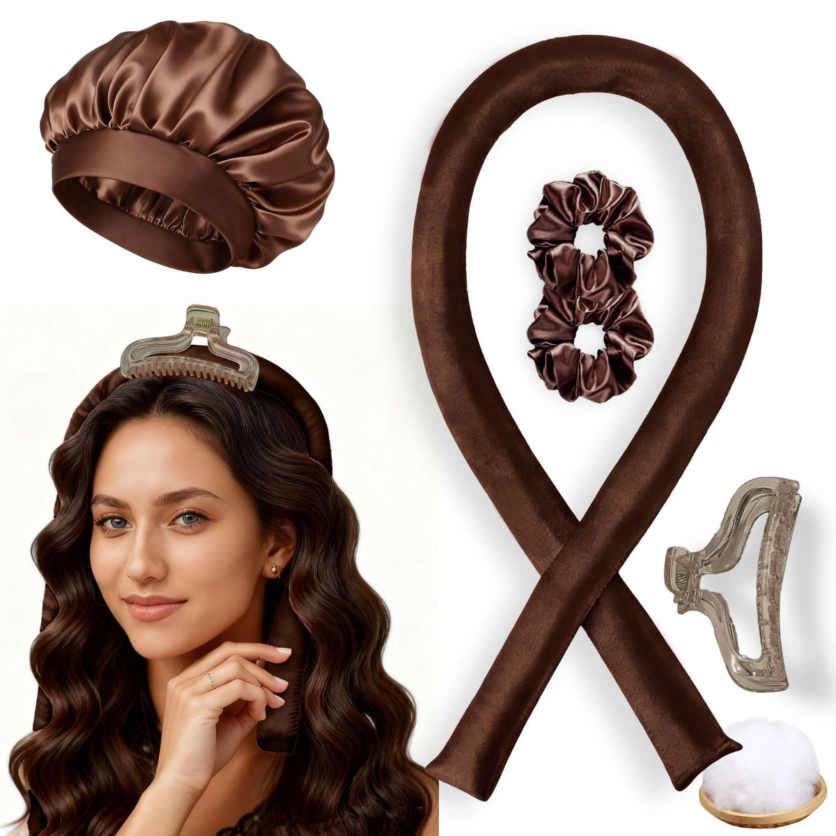No-Heat Satin Hair Curler Set – Heatless Waves & U‑Shaped Curls, view 47