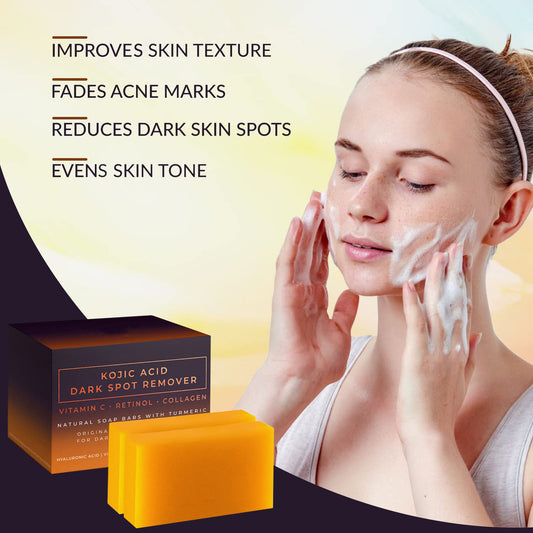 Turmeric Kojic Acid Brightening Soap – Handmade Herbal Bar with Snail & Bamboo Charcoal