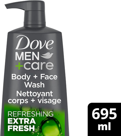 Dove Men+Care Extra Fresh Body & Face Wash with Micromoisture Technology for Cooling Refreshment and Skin Strengthening, 695 ml