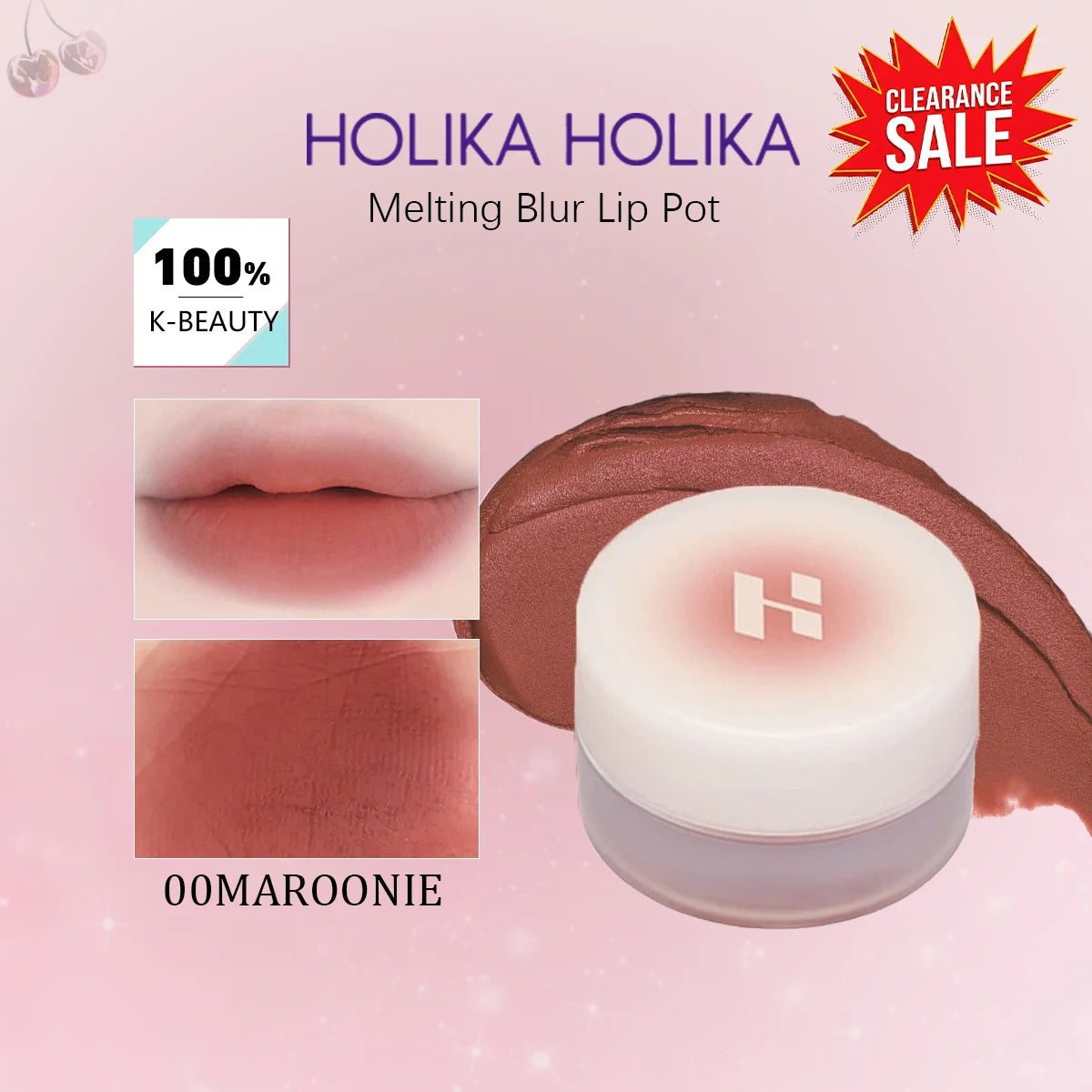 [ClearanceSale] HOLIKA HOLIKA Melting Blur Lip Pot 00 MAROONIE,Smooth Velvety Feel,Easy to Spread & Blend,K-Beauty,Korean Makeup