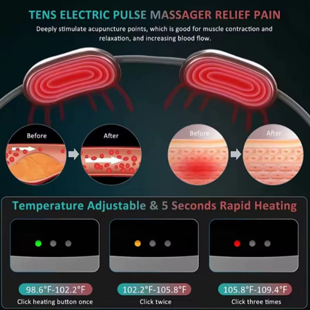 Hoes-Cervical Spine Shoulder Pain Relief Neck Massager Smart Heating Portable Hot Compress Therapy Muscle Relax