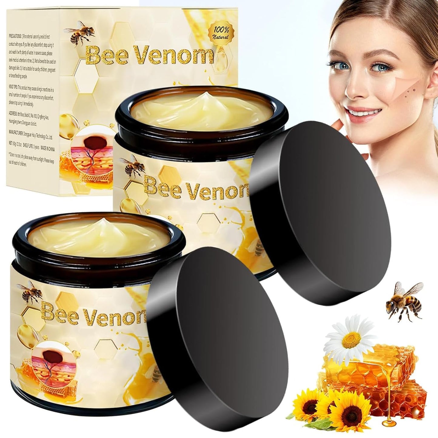 2-Pack Bee Venom Cream - Advanced Skin Treatment for All Body Areas (2.12 Oz)