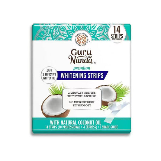 Guru Nanda Coconut Mint Teeth Whitening Strips – 14-Strip Dental Whitening Kit
