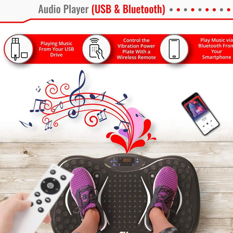 Electric Body Slimmer with Blue Tooth Music Magnet Massage Home Fitness Exercise Vibrating Plate