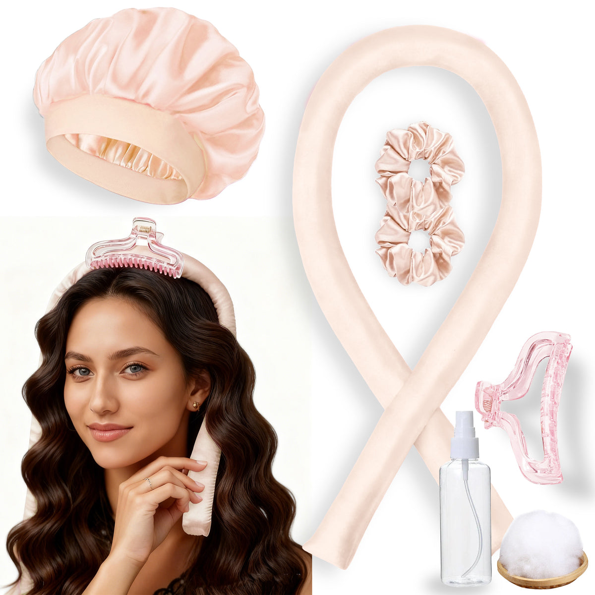 No-Heat Satin Hair Curler Set – Heatless Waves & U‑Shaped Curls, view 28