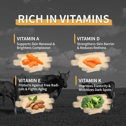 Beef Tallow for Skin - Homemade Beef Tallow and Honey Balm Moisturizer - Natural Grass - Fed Beef Tallow Skincare with Raw Honey Moisturizing Cream for Face Body Lotion Skin Care (3.9 OZ, Lavender)