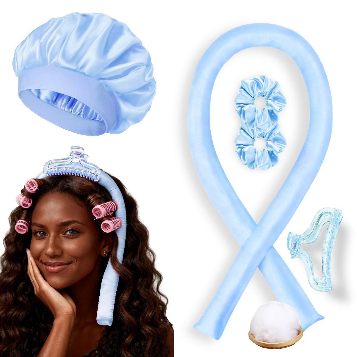 No-Heat Satin Hair Curler Set – Heatless Waves & U‑Shaped Curls, view 18
