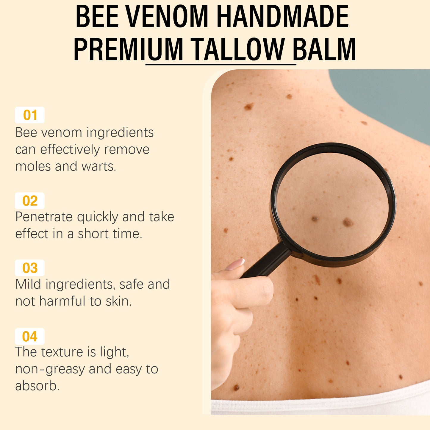 Bee Venom Skin Tag Removal Cream – Gentle Moisturizing Formula for Clear, Smooth-Looking Skin, 59 g