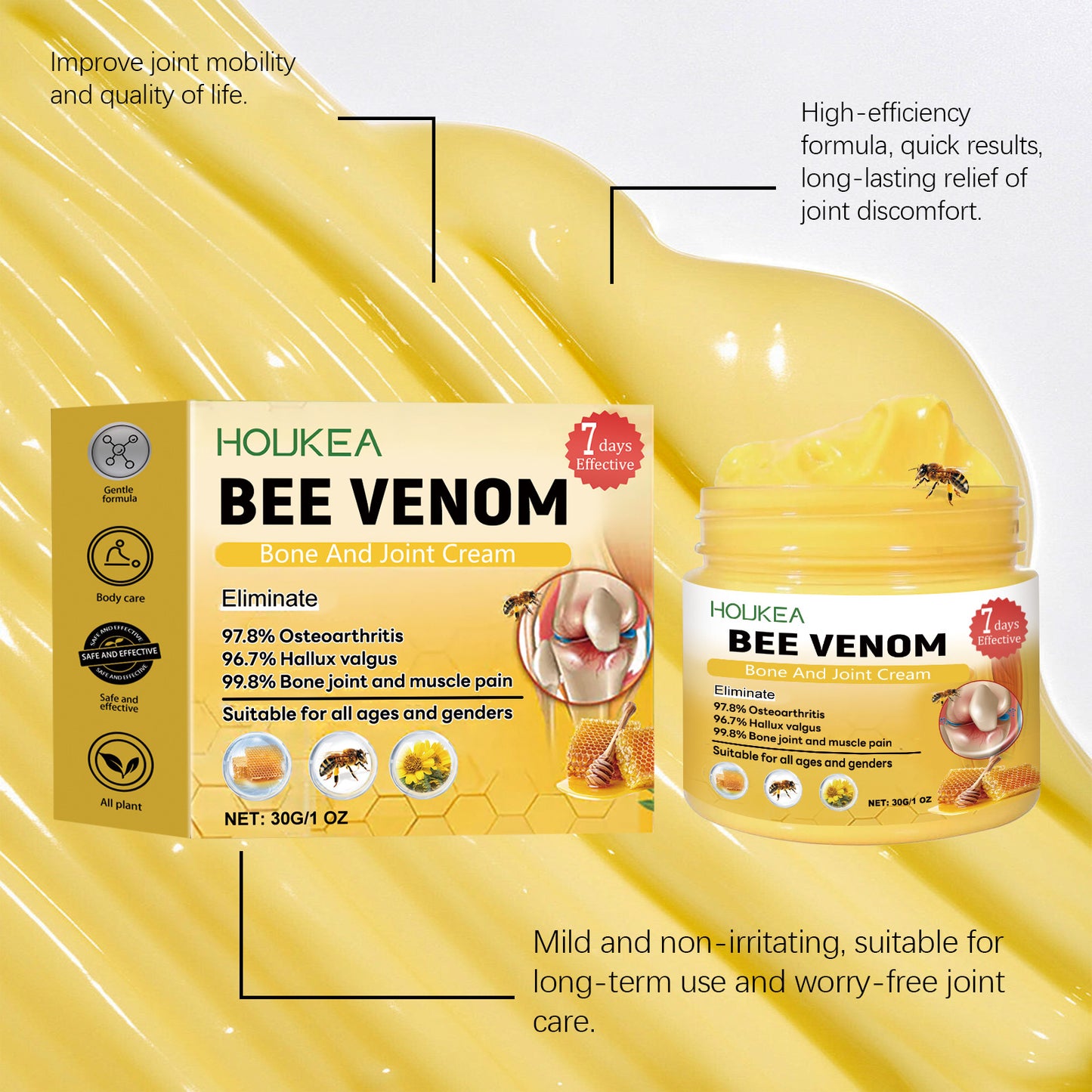 Houkea Bee Venom Joint Care Cream – Soothing Joint & Body Comfort (30g)