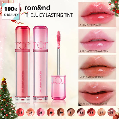 rom&nd THE JUICY LASTING TINT-10 Shades,Mirror Shine Finish,Long-Lasting Pigmentation,Winter Luxury,Party,K-Beauty,Korean Makeup
