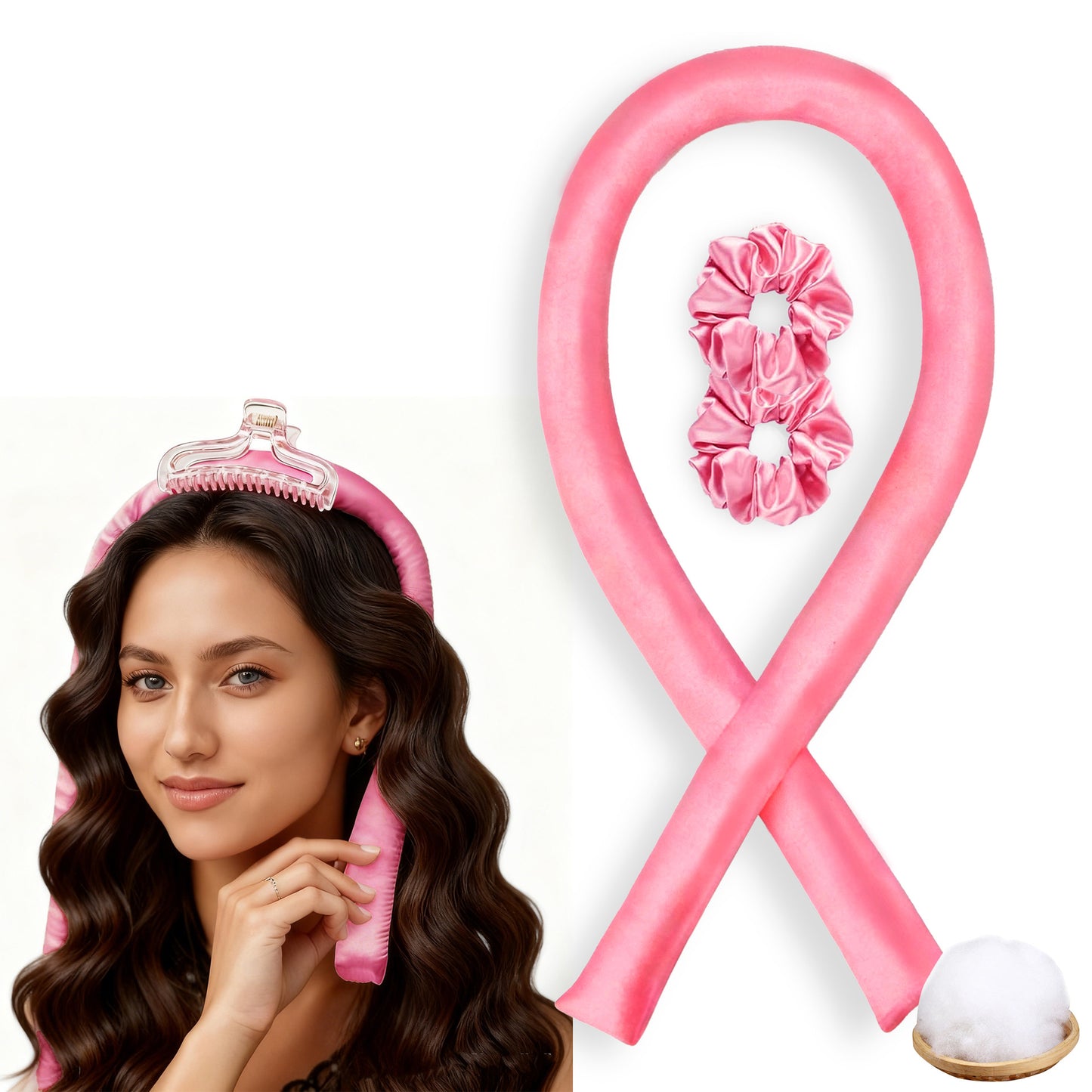 No-Heat Satin Curling Set – Handmade Wave & U-Shaped Hair Curler