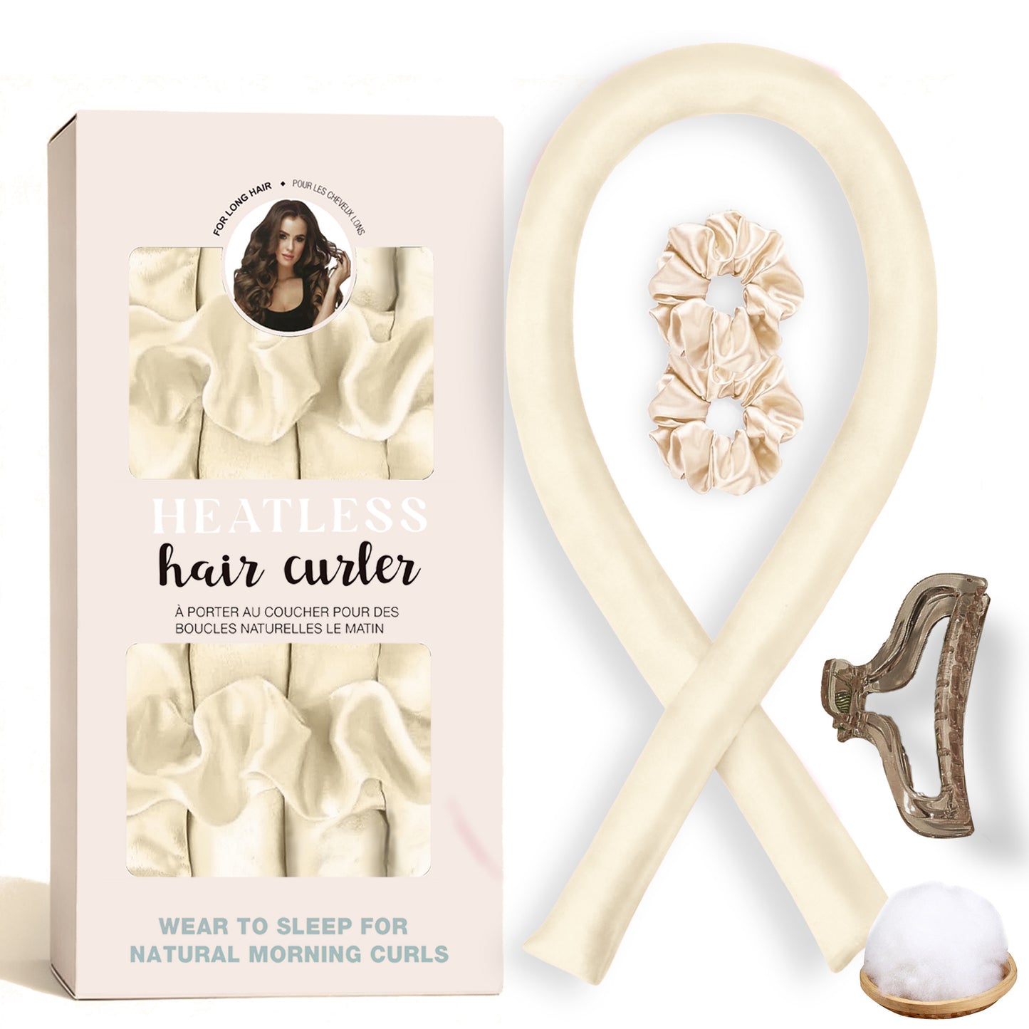 No-Heat Satin Curling Set – Handmade Wave & U-Shaped Hair Curler