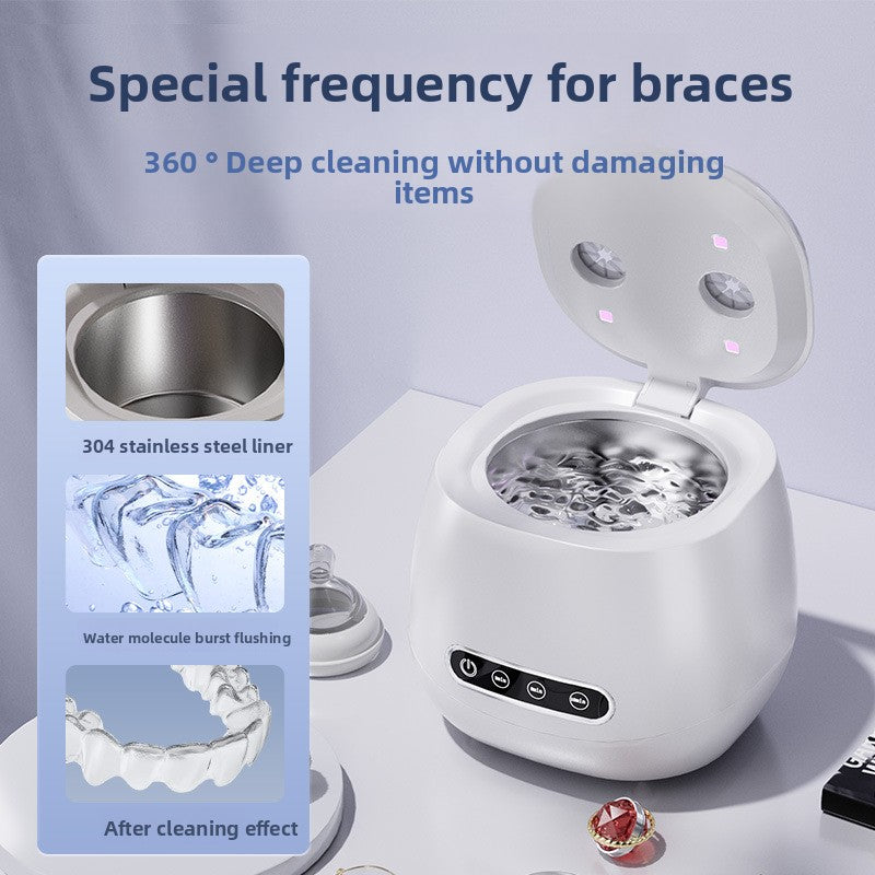 USB Ultrasonic Retainer & Jewelry Cleaner with UV Blue Light – Portable Deep Cleaning Tank