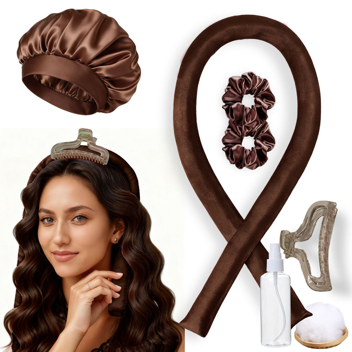 No-Heat Satin Hair Curler Set – Heatless Waves & U‑Shaped Curls, view 48