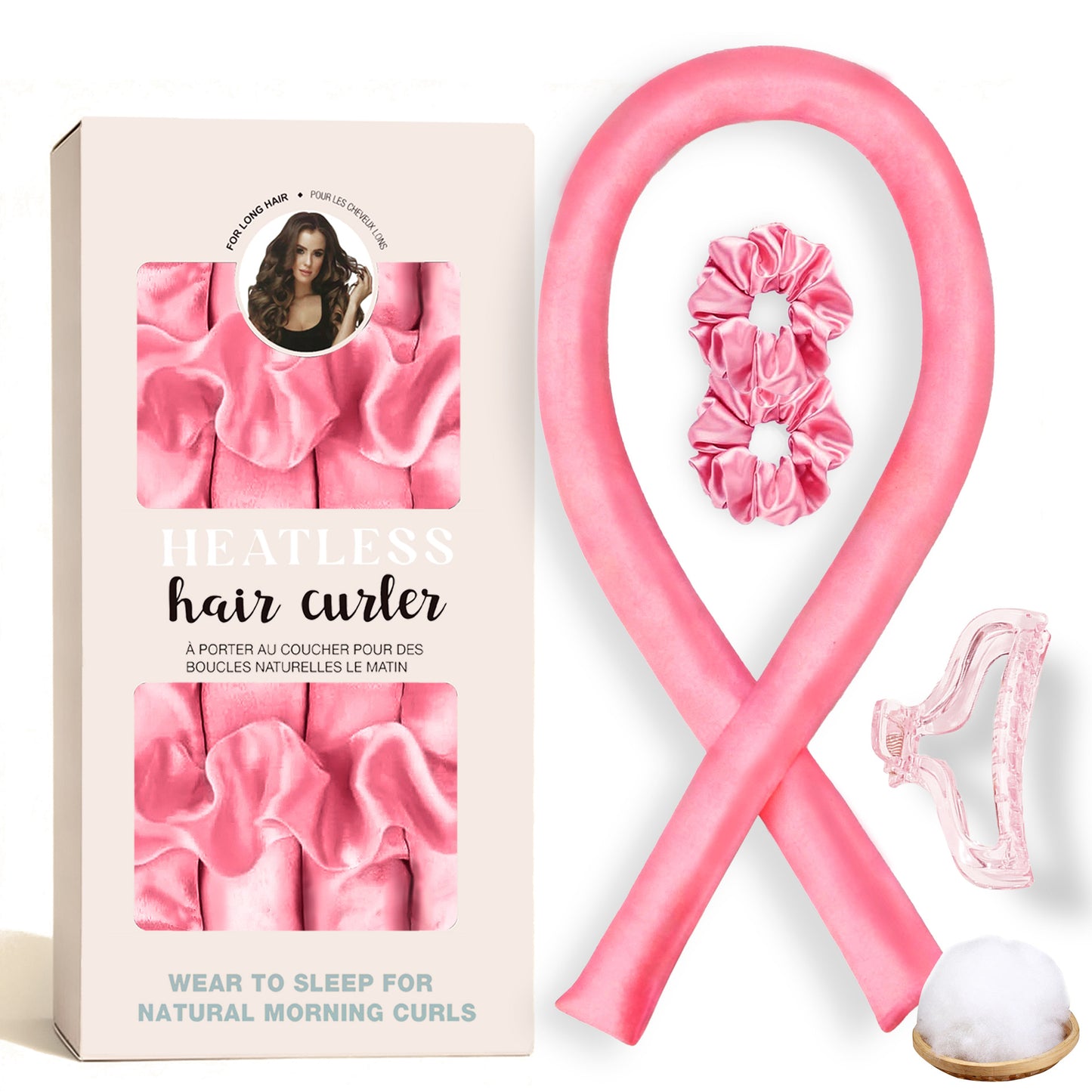 No-Heat Satin Curling Set – Handmade Wave & U-Shaped Hair Curler