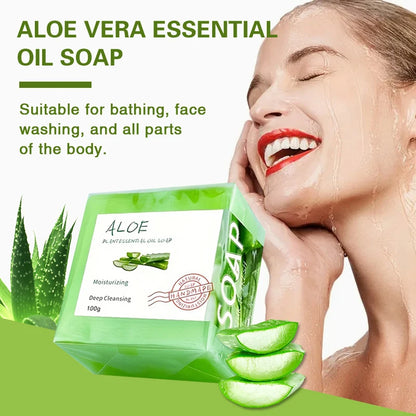 All-Natural Aloe Vera Handmade Soap with Essential Oils 100g , Unisex, Travel-Friendly
