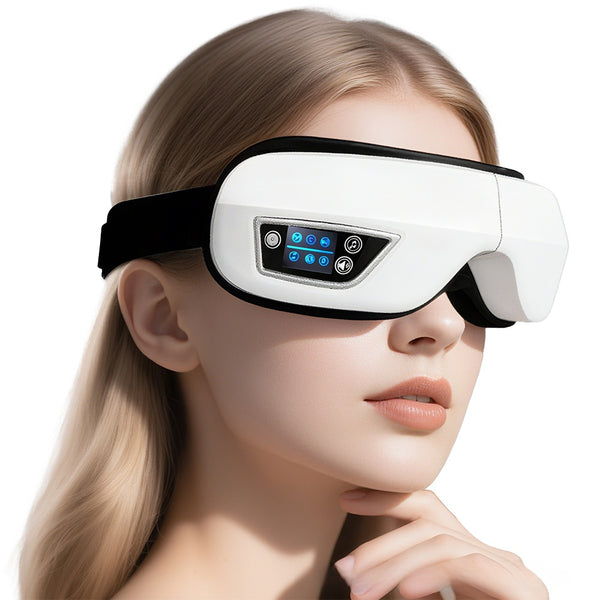 6D Smart Eye Massager – Heated Vibration Eye Mask with Air Compression & Bluetooth Music