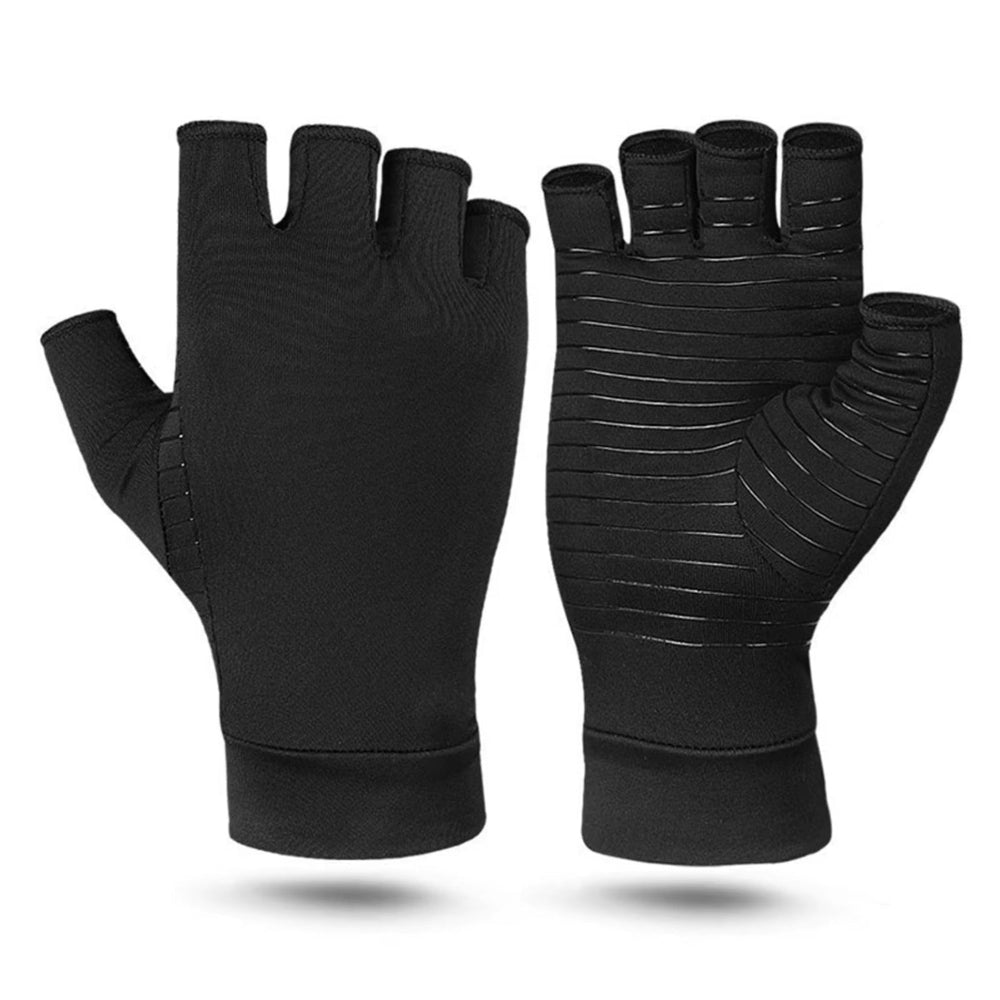 Half-Finger Training Gloves Unisex Copper Fiber Compression Anti-Skid Breathable Glove for Wrist Supports Hand Protection