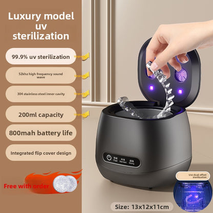 USB Ultrasonic Retainer & Jewelry Cleaner with UV Blue Light – Portable Deep Cleaning Tank