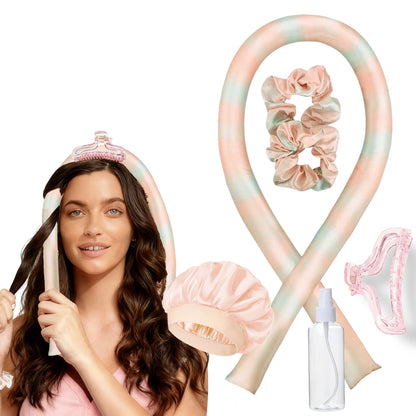 No-Heat Satin Curling Set – Handmade Wave & U-Shaped Hair Curler
