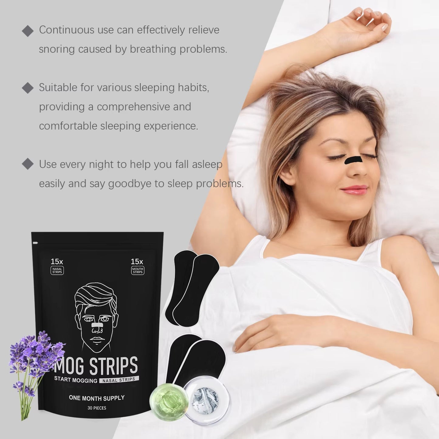 Anti Snore Patch Improve Sleep Quality Prevent Sleep Mouth Open Lower Snore Frequency Strengthen Nose Breath Snore Silent Patch