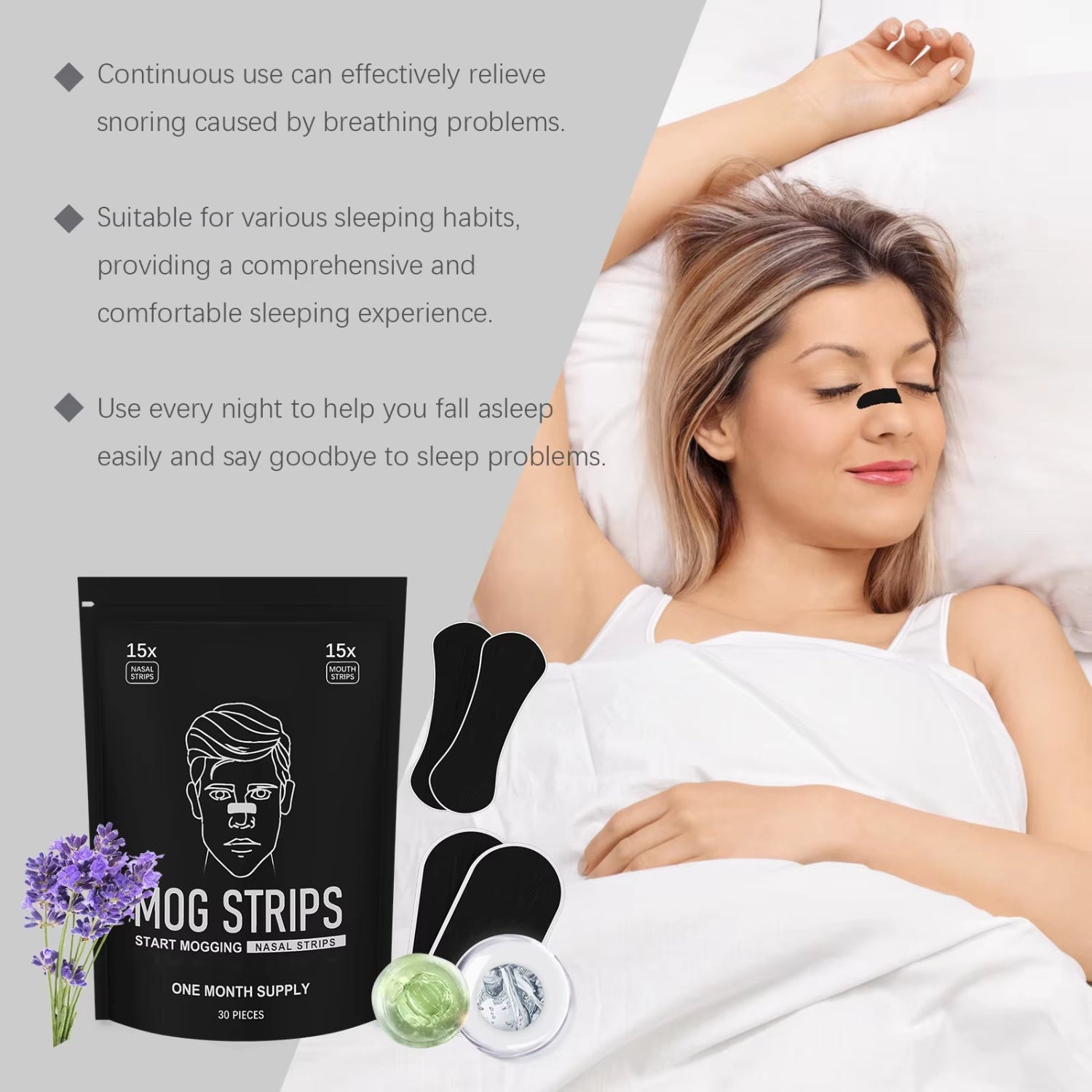 Anti Snore Patch Improve Sleep Quality Prevent Sleep Mouth Open Lower Snore Frequency Strengthen Nose Breath Snore Silent Patch
