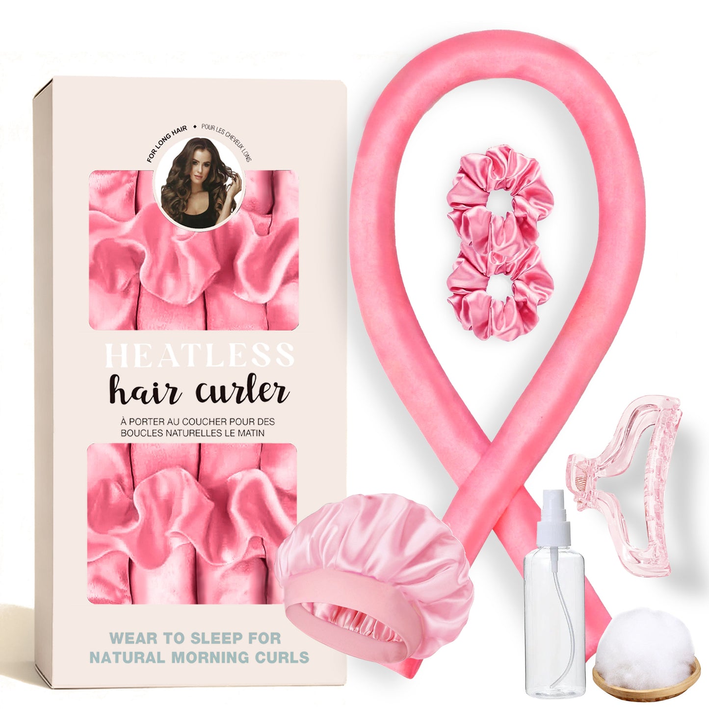 No-Heat Satin Curling Set – Handmade Wave & U-Shaped Hair Curler