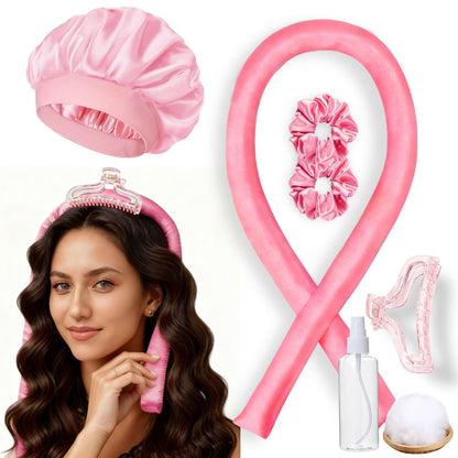No-Heat Satin Curling Set – Handmade Wave & U-Shaped Hair Curler