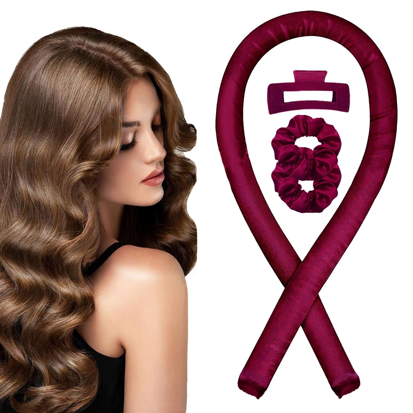 No-Heat Satin Curling Set – Handmade Wave & U-Shaped Hair Curler
