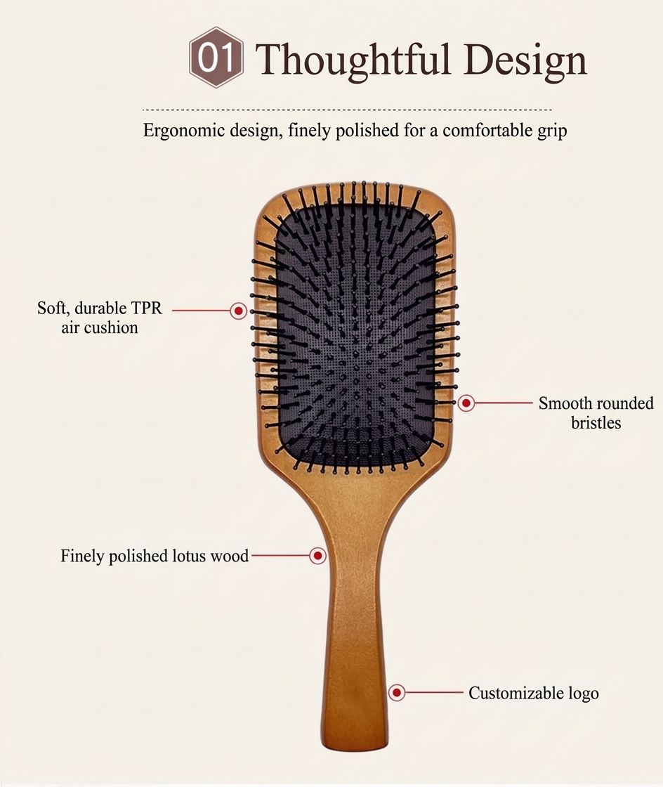 Aveda Air Cushion Comb, Airbag Massage Wooden Comb, Women's Home Use, Mini, In Stock, Raw Wood, Factory Direct Hair Care