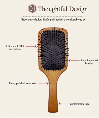 Aveda Air Cushion Comb, Airbag Massage Wooden Comb, Women's Home Use, Mini, In Stock, Raw Wood, Factory Direct Hair Care